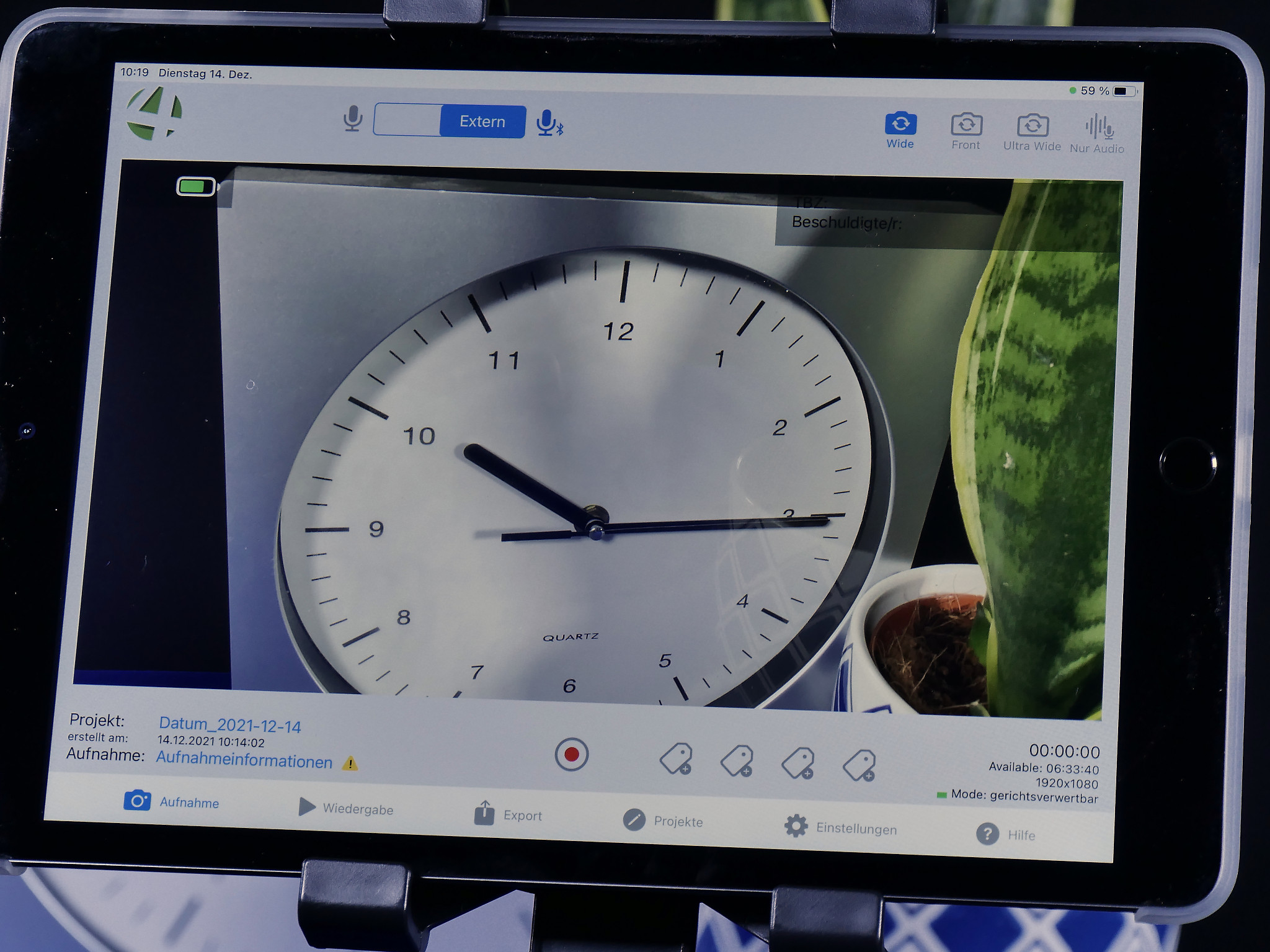 Ansicht eines iPad mit MCv4 iOS